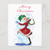 Snowman en Girl Dance Kerstbrochure Flyer (Voorkant)
