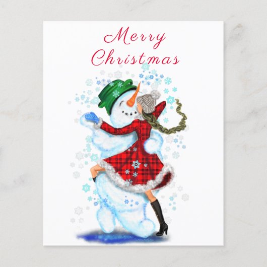 Snowman en Girl Dance Kerstbrochure Flyer (Voorkant)
