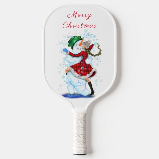 Snowman en Girl Dansend Tango Pickleball Paddle (Voorkant)