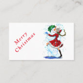 Snowman en Girl Dansende KerstVisitekaartje Visitekaartje (Achterkant)