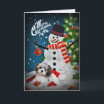 Snowman en Havanese kerstaven voor prettige feestd Feestdagen Kaart<br><div class="desc">Snowman en Havanese Merry kerstkaarten net op tijd voor het vakantieseizoen... Maak kerstmis persoonlijk met een persoonlijke kerstkaart.</div>