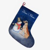 Snowman en hond-Grote Dane Grote Kerstmis Stockin Grote Kerstsok (Voorkant (Hangend))