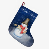 Snowman en hond-Westie Grote Kerstsok (Voorkant (Hangend))