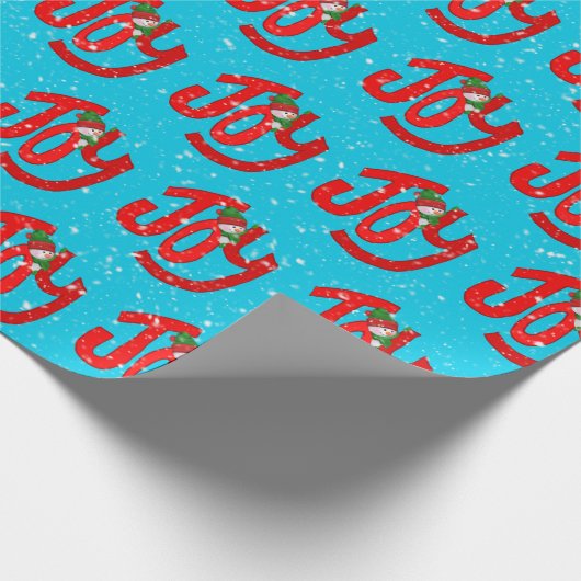 Snowman en Joy in Snowflakes Cadeaupapier (Hoek)