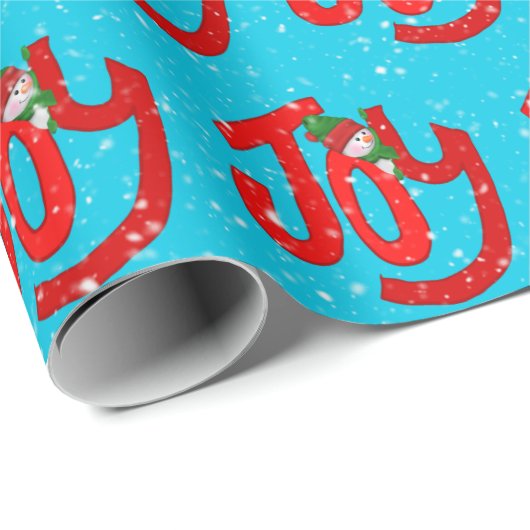 Snowman en Joy in Snowflakes Cadeaupapier (Rol Hoek)