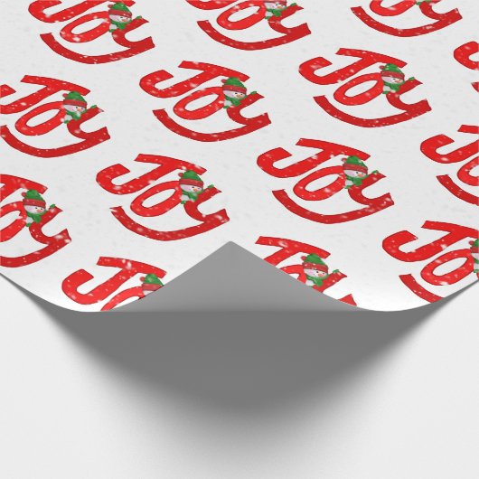 Snowman en Joy in Snowflakes Cadeaupapier (Hoek)