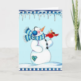 Snowman en Kardinaal Feestdagen Kaart