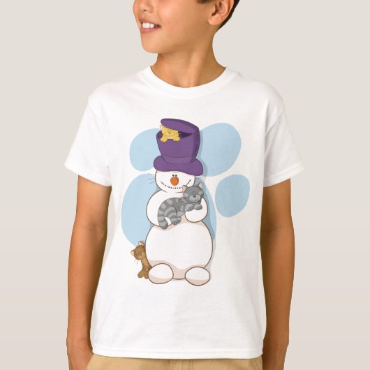 Snowman en katten t-shirt (Voorkant)