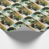 Snowman en kattenfeest met kerstcadeautjes cadeaupapier (Hoek)