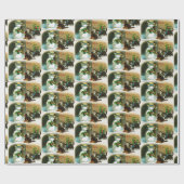 Snowman en kattenfeest met kerstcadeautjes cadeaupapier (Vlak)