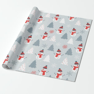 Snowman en kerstbomen kerstpatronen cadeaupapier