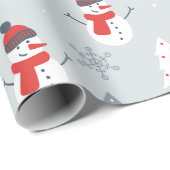 Snowman en kerstbomen kerstpatronen cadeaupapier (Rol Hoek)