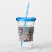 Snowman en kerstboom acryl drinkbeker (Achterkant)