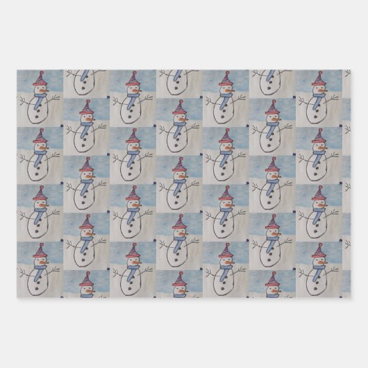 Snowman en kerstboom inpakpapier vel (Voorkant 3)