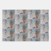 Snowman en kerstboom inpakpapier vel (Voorkant)