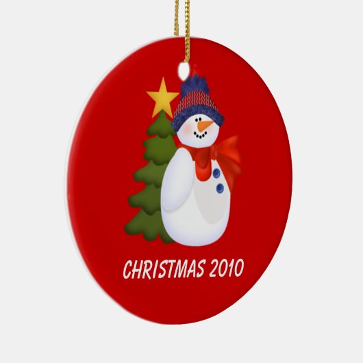  Snowman en kerstboom Keramisch Ornament (Rechts)