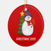  Snowman en kerstboom Keramisch Ornament (Links)