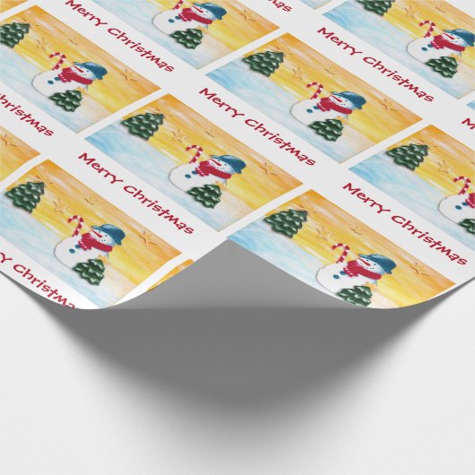 Snowman en kerstboom met Star Holiday Cadeaupapier (Hoek)