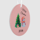 Snowman en kerstboom ornament (voorkant)