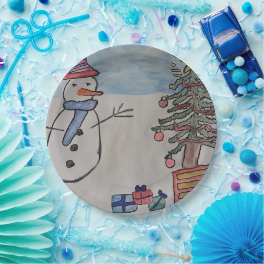 Snowman en kerstboom papieren bordje (Feest)