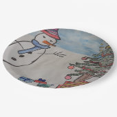 Snowman en kerstboom papieren bordje (Gekanteld)