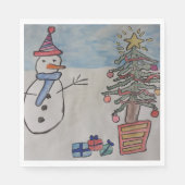Snowman en kerstboom servet (Voorkant)