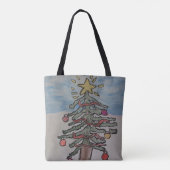 Snowman en kerstboom tote bag (Achterkant)
