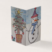 Snowman en kerstboomkerstkaart kaart (Buitenkant)