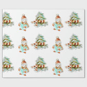  snowman- en kerstboompapier cadeaupapier (Vlak)