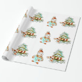 snowman- en kerstboompapier cadeaupapier (Uitgerold)