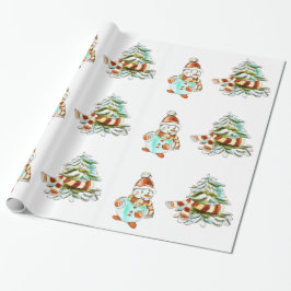  snowman- en kerstboompapier cadeaupapier