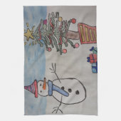 Snowman en kerstboomthee theedoek (Verticaal)