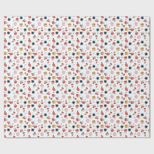 Snowman en kerstlampjes Persoonlijke feestdag Cadeaupapier (Vlak)