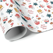 Snowman en kerstlampjes Persoonlijke feestdag Cadeaupapier (Rol Hoek)