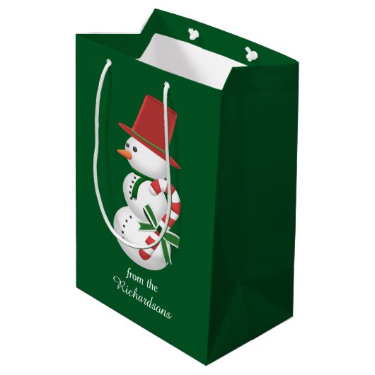 Snowman en Kerstmis Medium Cadeauzakje (Achterkant Gekanteld)