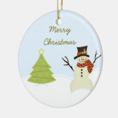 Snowman en kerstversiering met bomen keramisch ornament (Links)