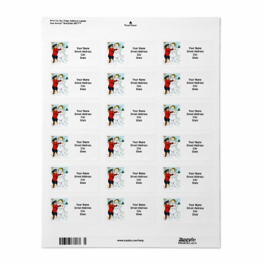 Snowman en Kind Etiket (Full Sheet)