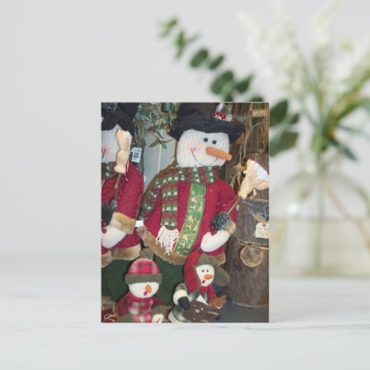 Snowman en kinderen briefkaart (Staand voorkant)