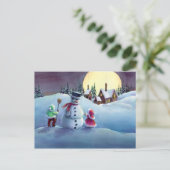 SNOWMAN EN KINDEREN van SHARON SHARPE Feestdagenkaart (Staand voorkant)