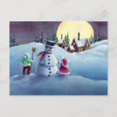SNOWMAN EN KINDEREN van SHARON SHARPE Feestdagenkaart (Voorkant)