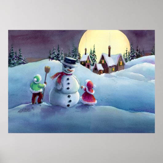 SNOWMAN EN KINDEREN van SHARON SHARPE Poster (Voorkant)