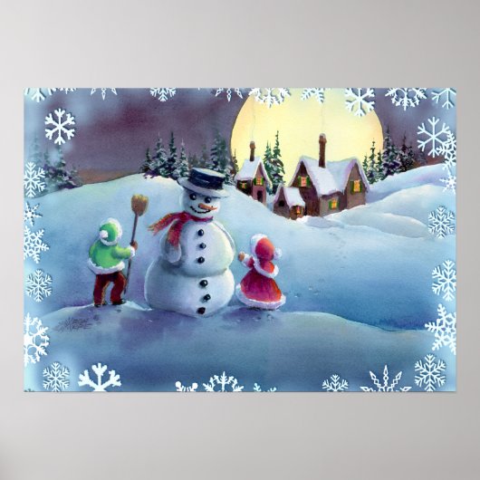 SNOWMAN EN KINDEREN van SHARON SHARPE Poster (Voorkant)