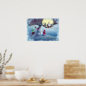 SNOWMAN EN KINDEREN van SHARON SHARPE Poster (Keuken)