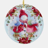 Snowman en kinderkeramisch Ornament glimlachen (Achterkant)