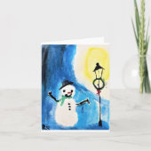 Snowman en Lightpost Kaart (Voorkant)