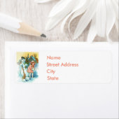  Snowman en meisje Etiket (Insitu)