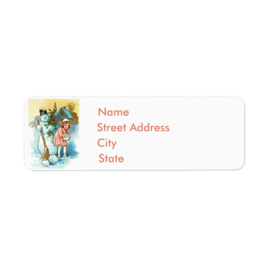  Snowman en meisje Etiket (Voorkant)