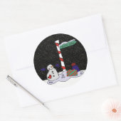 Snowman en Noordpool - Ronde Sticker (Envelop)
