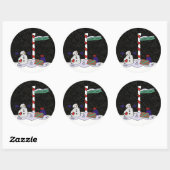 Snowman en Noordpool - Ronde Sticker (Vel)