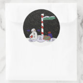 Snowman en Noordpool - Ronde Sticker (Tas)